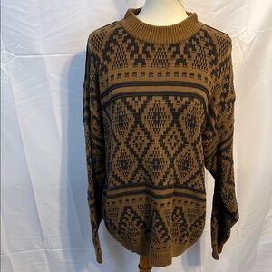 Vintage Cosi brown Geometric Print cotton sweater